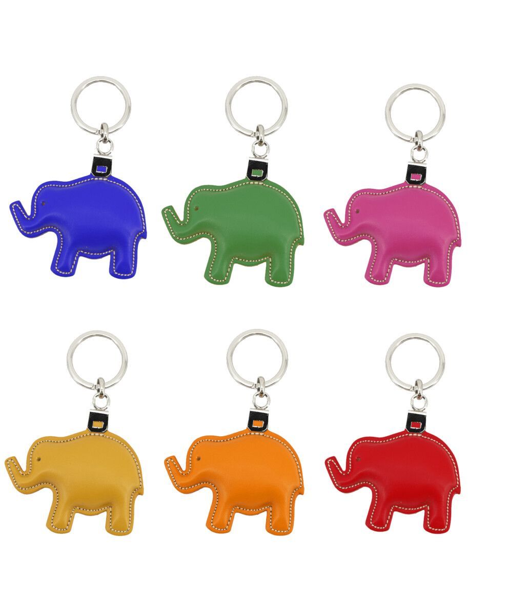 Llavero de cuero con forma de elefante disponible en diferentes colores