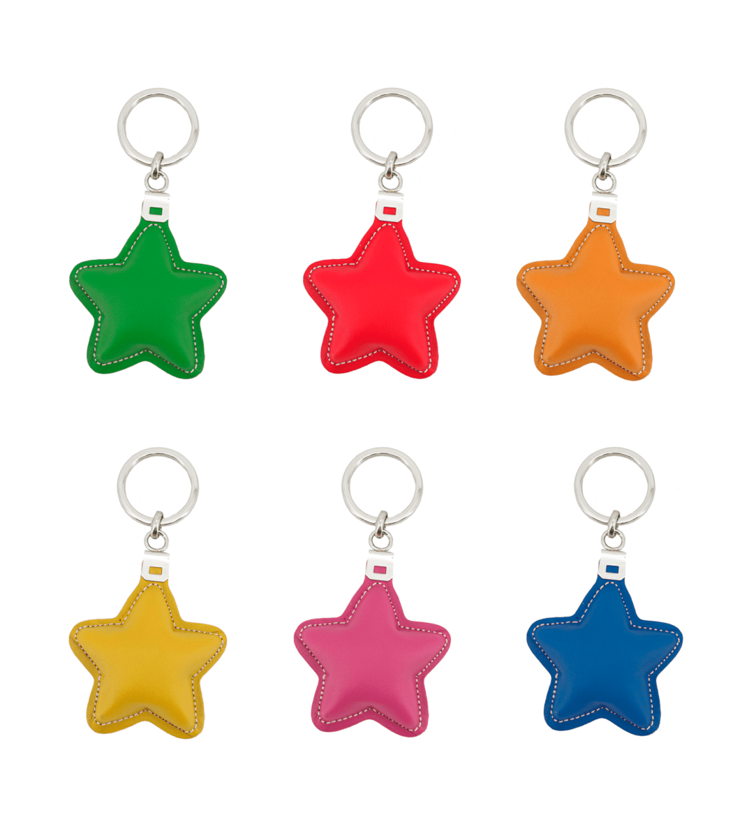 Llavero de cuero con forma de estrella en diferentes colores