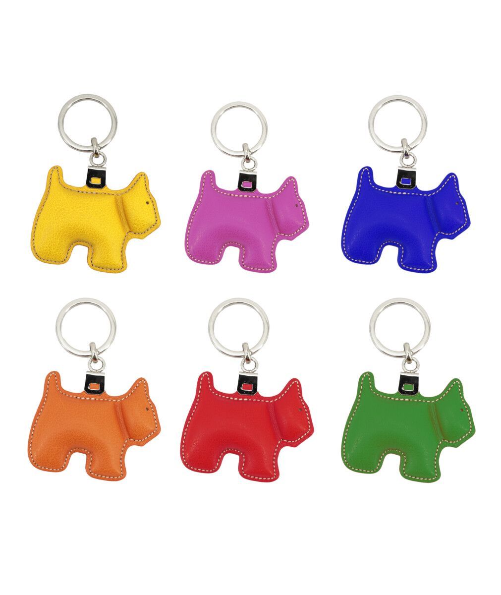 Llavero de cuero con forma de perro disponible en diferentes colores