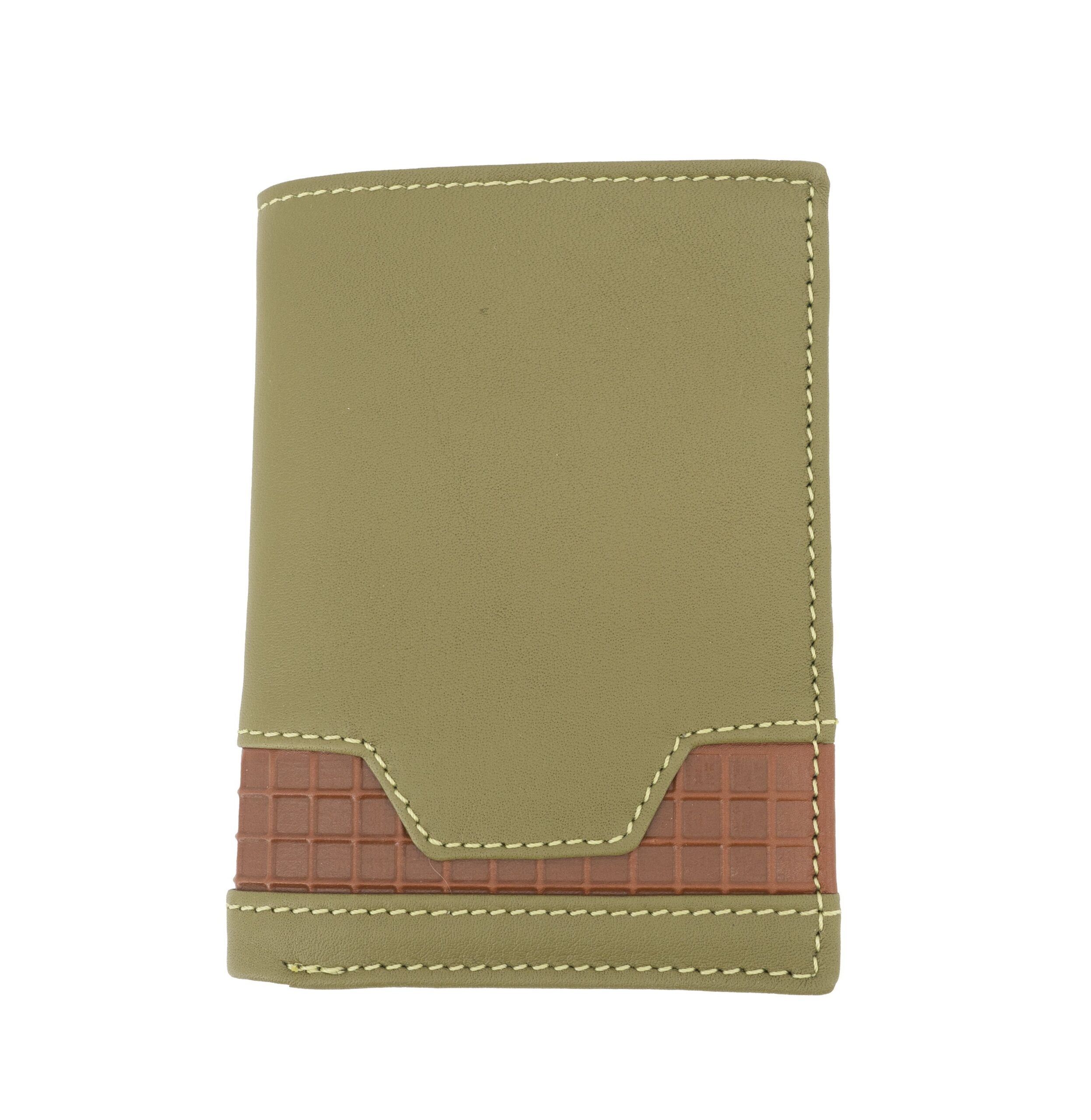 Cartera hecha a mano en piel Ubrique con dibujo rojo en la parte inferior de la cartera
